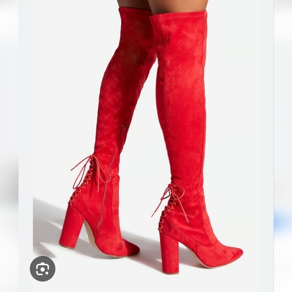 Shoe Dazzle Red Boots Size 10